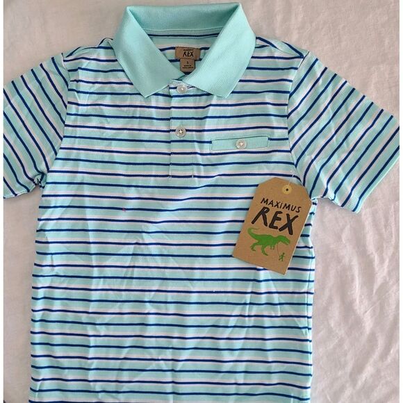 Other - REX Boy's Polo Shirt NWT Rex stripped short sleeve Kids Size 4T boys Blue NEW